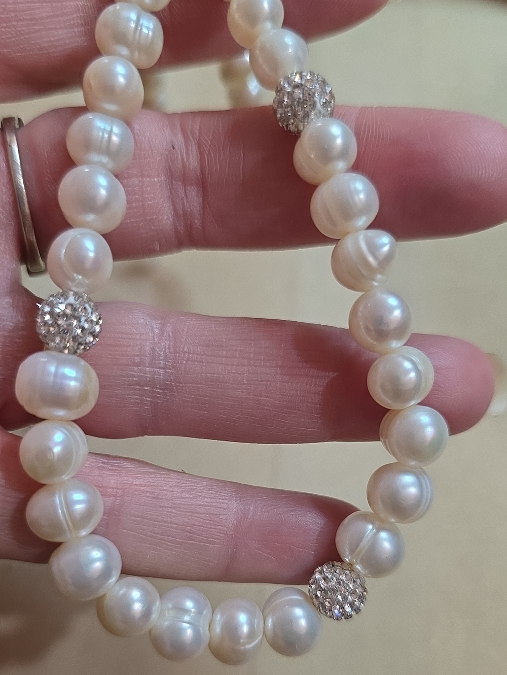 Genuine White baroque pearls W/ a sterling silver 925 clasp 18 In Wedding Pearls - Picture 3 of 5